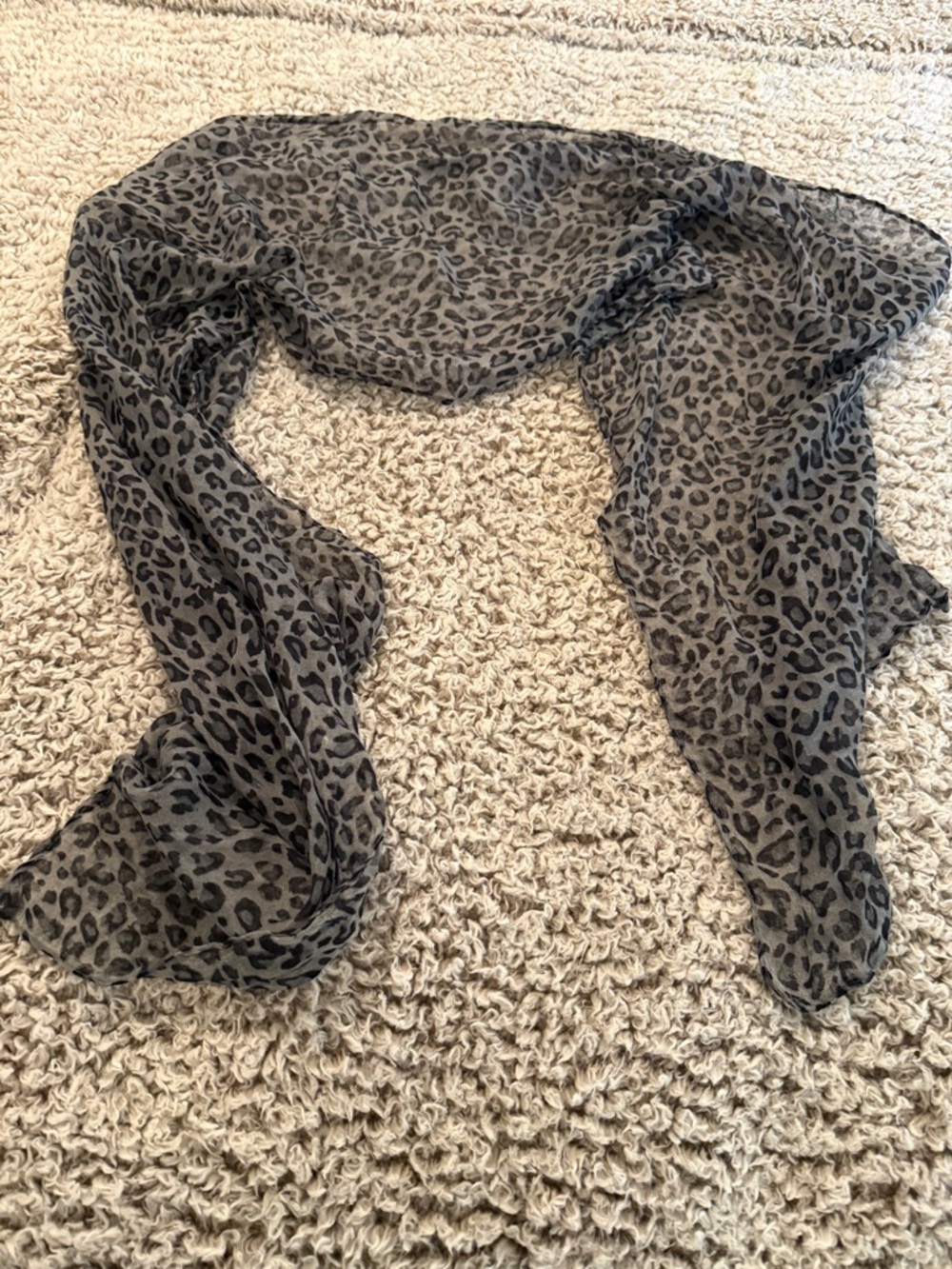 Lightweight Gray Leopard Print Scarf - Women Accessories